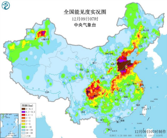 全国大部降水少仅东北内蒙有雨雪 京津冀等多地雾和霾严重