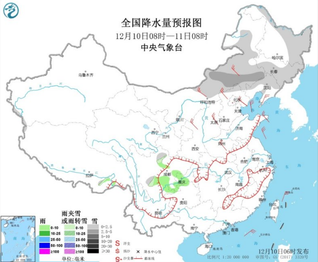 内蒙古东部和东北地区有小到中雪 黄淮华北雾霾减弱