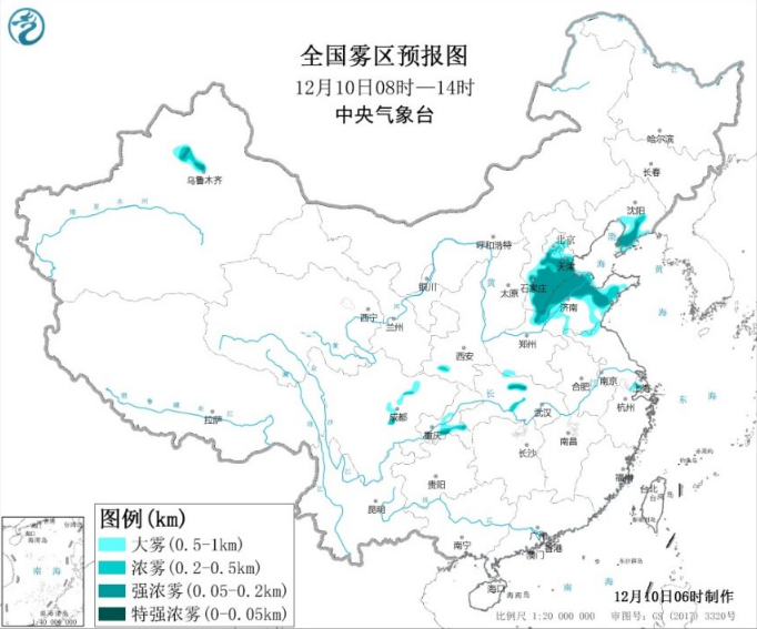 大雾黄色预警持续发布：山东湖北江苏等多地大雾来袭