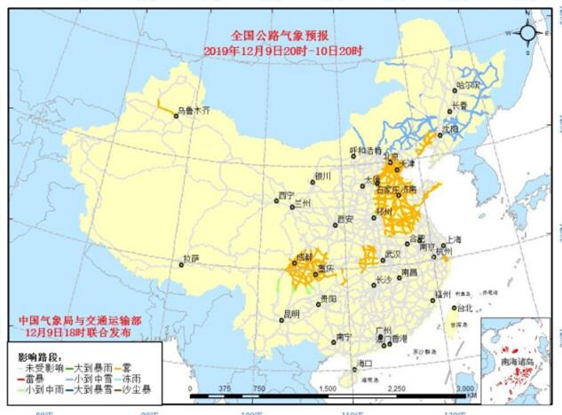 全国交通天气：12月10日全国高速路况最新实时查询