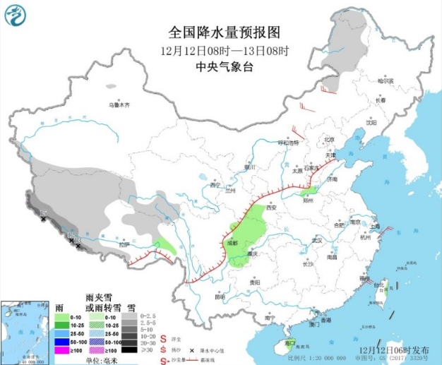 西藏西南部有中到大雪 黄淮华北轻度霾来袭