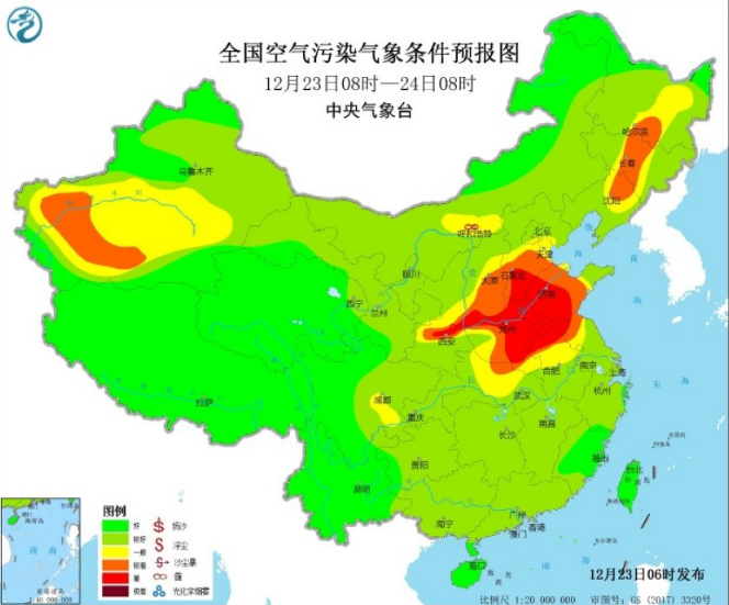 全国雾霾预报：今天雾霾减弱明天华北黄淮中度霾