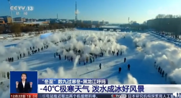 千人泼水成冰有多壮观？黑龙江呼玛县-40℃热水变冰雾