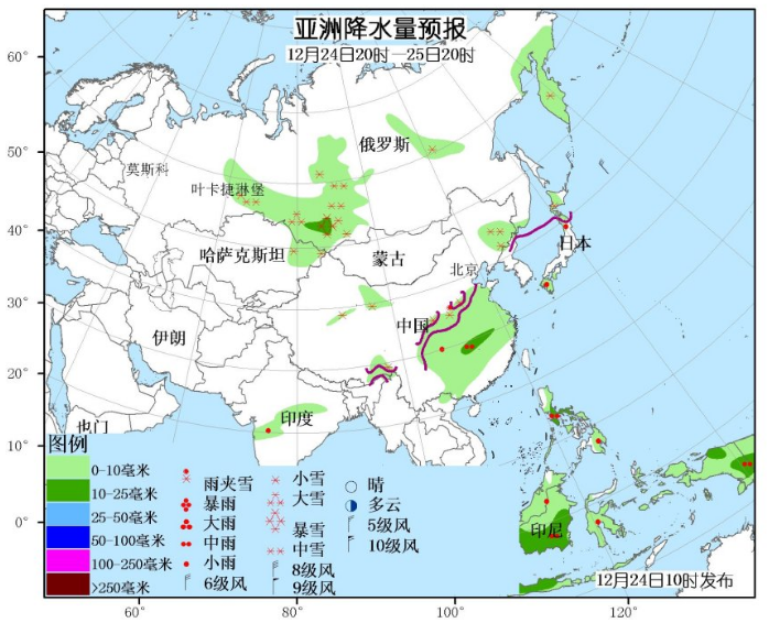 12月24日国外天气预报 澳洲大部高温少雨