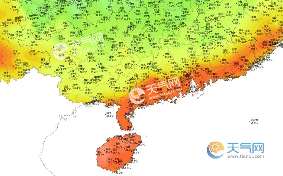 这是同一个中国东北40海南广东30温差高达70