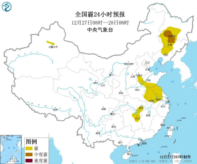 全国雾霾预报：未来三天华北黄淮仍有轻至中度霾