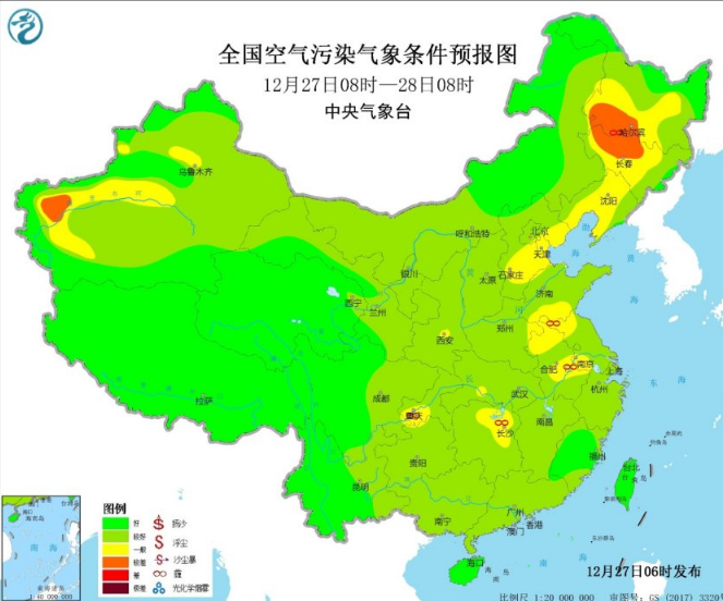 全国雾霾预报：未来三天华北黄淮仍有轻至中度霾