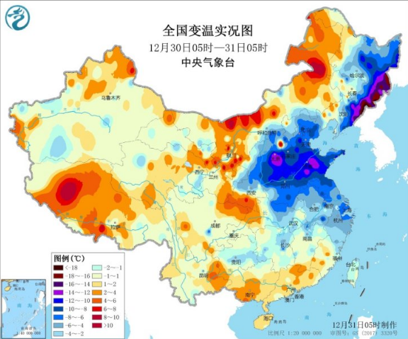 黄淮以南降温剧烈 中东部元旦节开始逐渐回暖