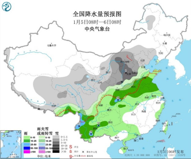 西北华北黄淮都有雨雪 西藏中到大雪云南大雨