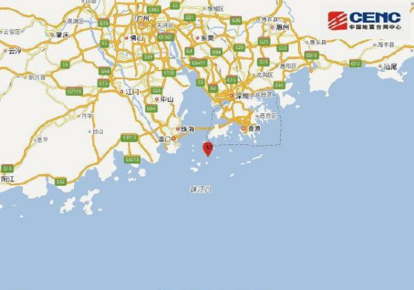 珠海香洲区海域3.5级地震 震源深度12千米深圳有震感