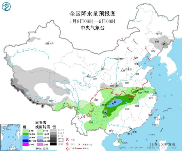 中东部迎来一次大范围雨雪 西藏云南华南江南都有雨雪