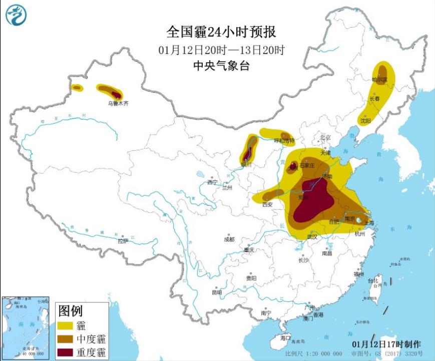 全国雾霾预报：江汉华北都有轻至重度霾