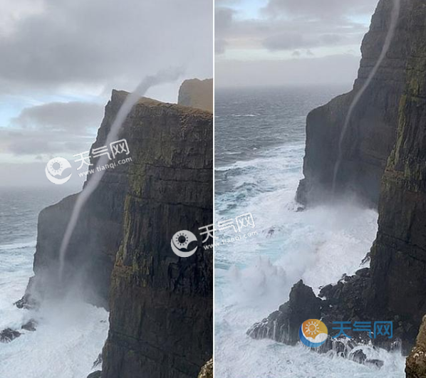 丹麦反重力瀑布现场实拍图海水冲上470米绝壁