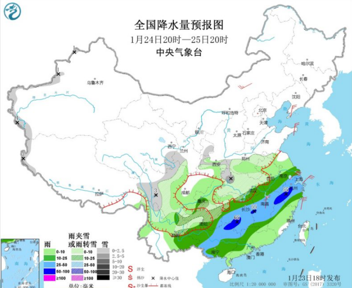 江南华南等地将出现中到大雨 西北黄淮有雨夹雪天气