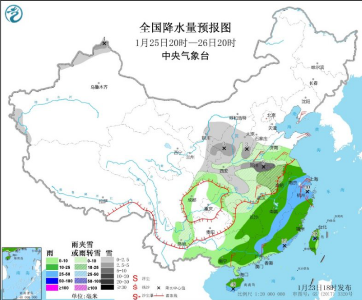 江南华南等地将出现中到大雨 西北黄淮有雨夹雪天气