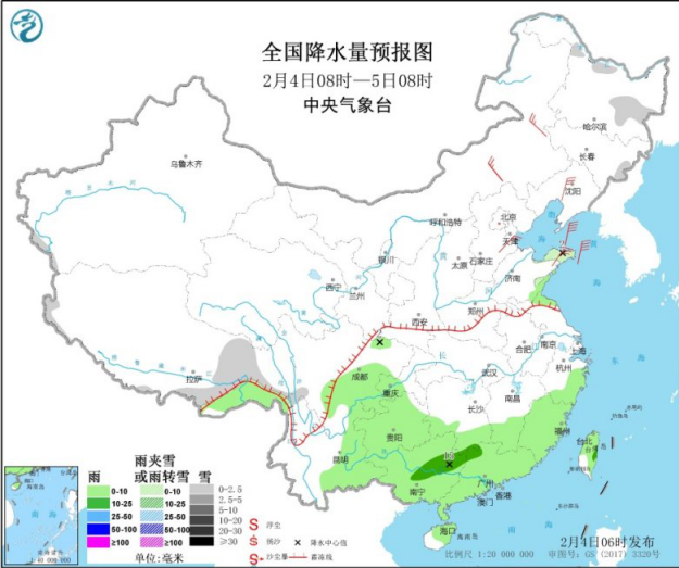 5日起南方地区将有较强降水 华北黄淮等地有雨夹雪天气