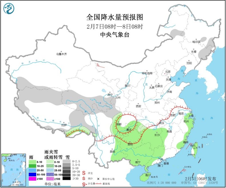 西北华北局地雨雪气温个位数 南方多雨出行需备雨具