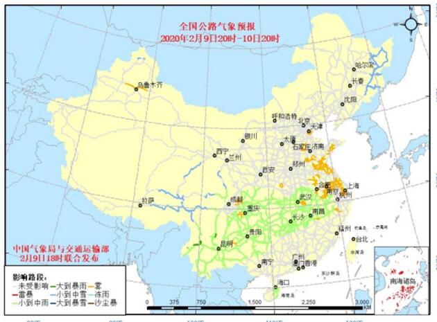 全国交通天气：2月10日全国高速路况最新实时查询 