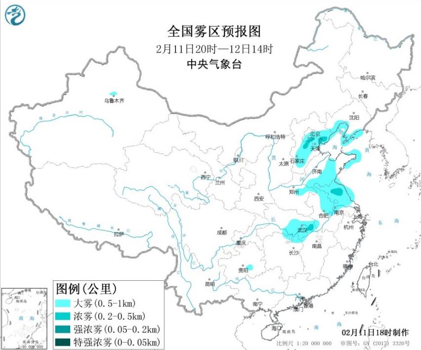 大雾黄色预警最新发布：东北京津冀和苏皖等地能见度变差