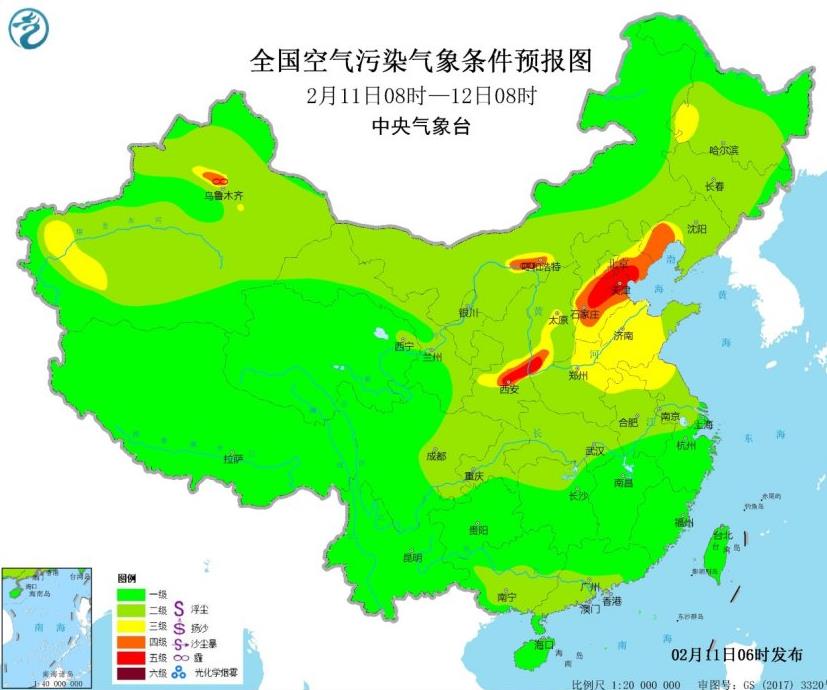 全国雾霾预报：汾渭平原和华北黄淮扩散条件变差