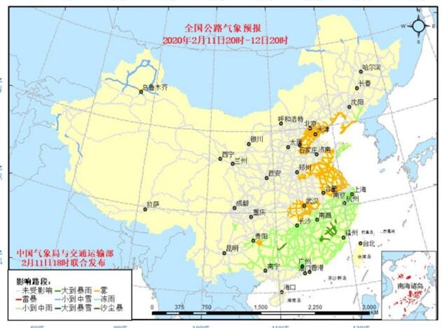 全国交通天气：2月12日全国高速路况最新实时查询