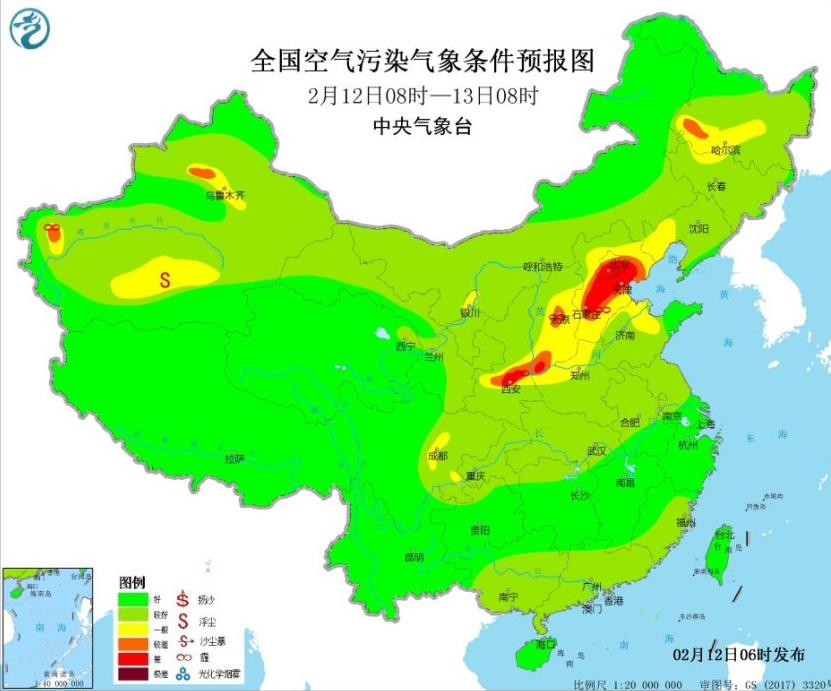 全国雾霾预报：全国超过10个省市区都出现大雾