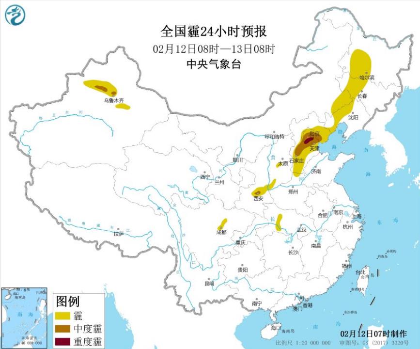 全国雾霾预报：全国超过10个省市区都出现大雾