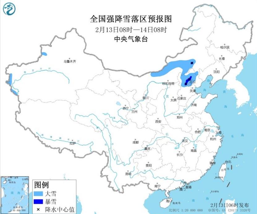 暴雪预警最新发布：北京河北内蒙古和新疆新增积雪6厘米
