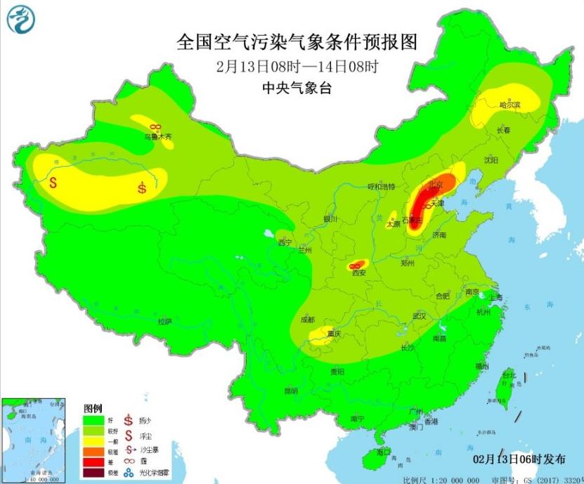 全国雾霾预报：东北苏皖鄂和广东等地都有大雾