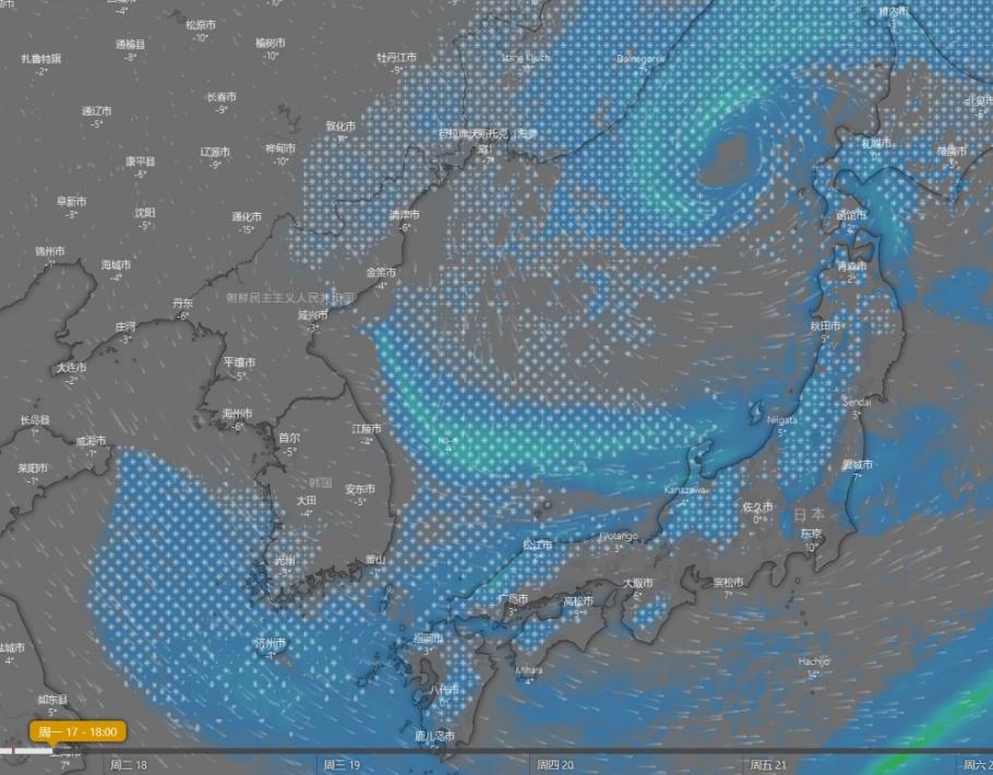 寒潮风暴侵袭日本韩国 中国寒潮受此影响有所延长