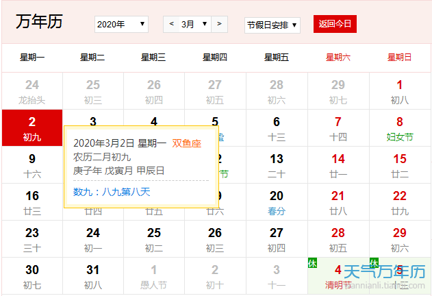 公历3月2日是什么节日2020年3月2日是吉日吗 万年历