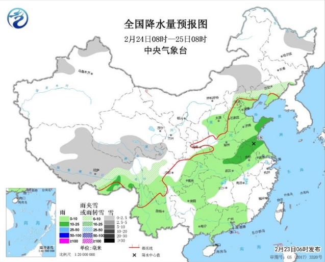 江汉黄淮有一轮降水过程 青藏高原等地小到中雪