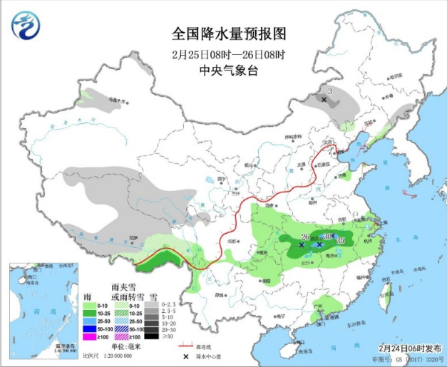青藏高原中东部小到中雪 江汉黄淮今明天小到中雨