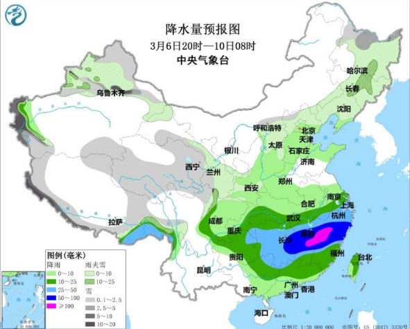 3月6日-9日强冷空气自西向东影响中国 暴雨大风降温齐至