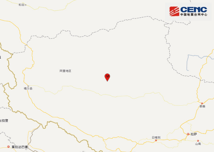 西藏半天内连发3次地震 最大一次地震震级达5级
