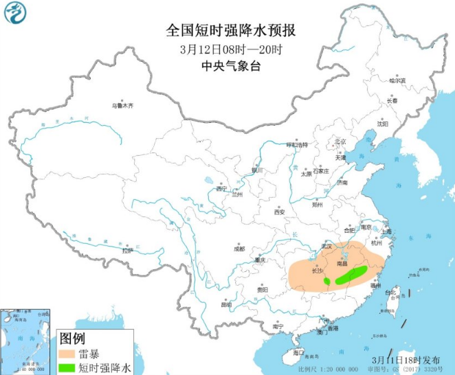 2020年强对流天气预报：湖南中南部有雷暴出现