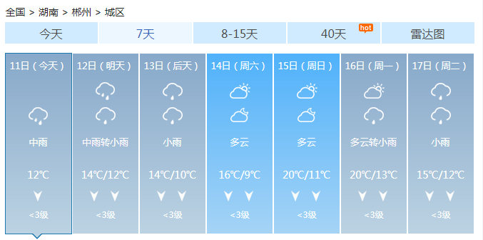 湖南未来三天掀起新一轮降雨 株洲郴州等地大雨