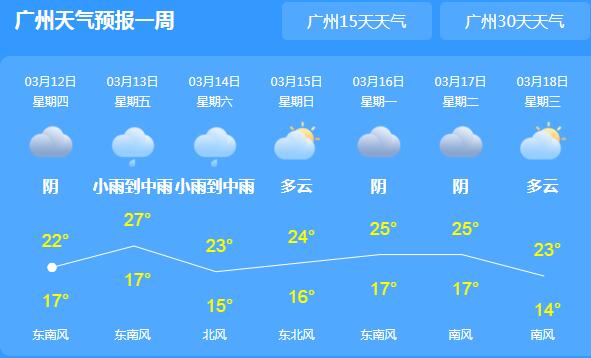 广东多地中到大雨气温22℃ 市民出行需注意交通安全