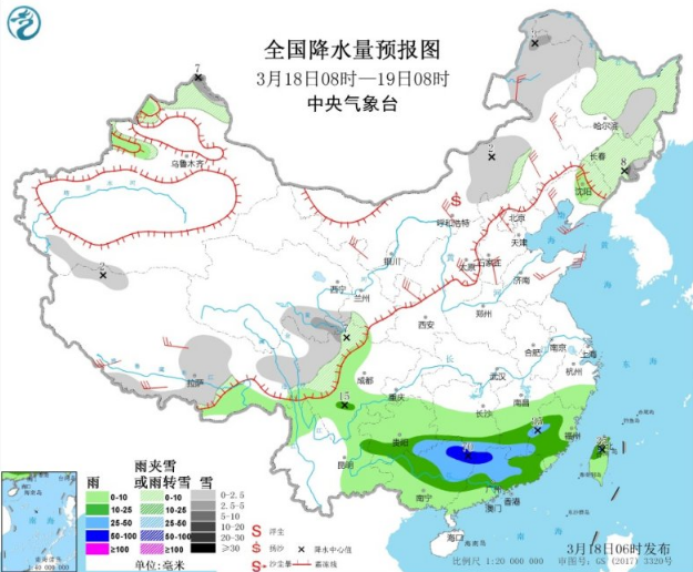 南方强降雨仍然存在 北方升温回暖今天达到高潮