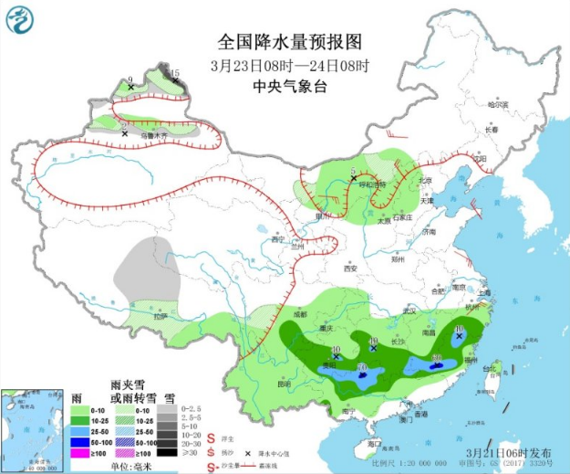 广西江南迎强降雨和强对流 贵州江西湖南有雷暴冰雹