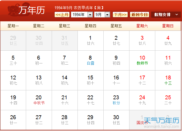 1993年农历阳历表 1993年阴历阳历对照表（组图）
