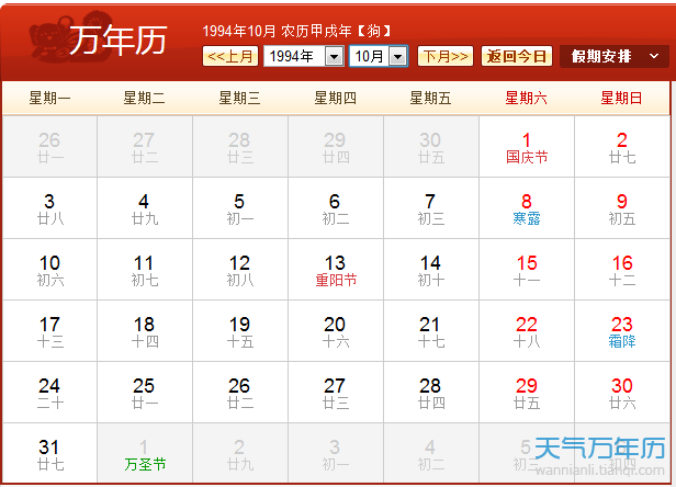 1993年农历阳历表 1993年阴历阳历对照表（组图）