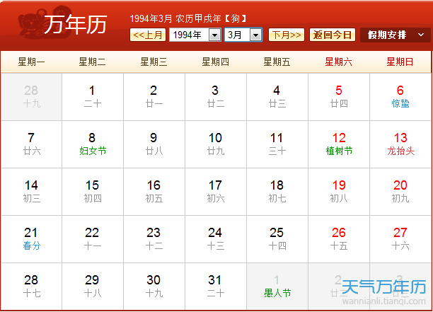 1993年农历阳历表 1993年阴历阳历对照表（组图）
