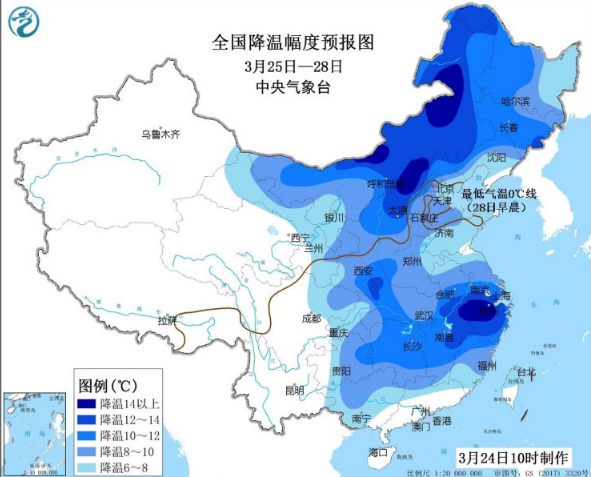 中东部25日起迎大范围降雨降温天气 风雨范围影响很广