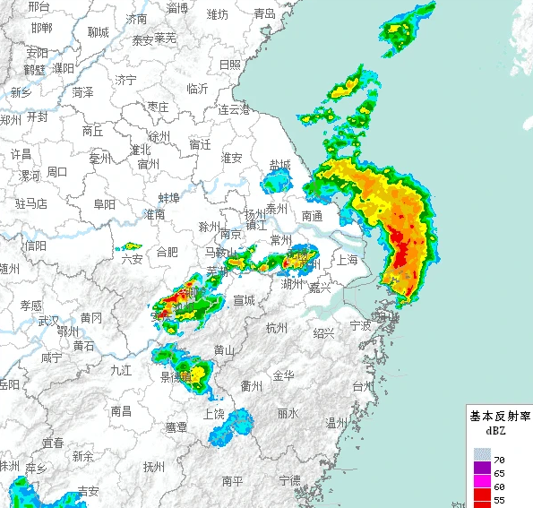 上海的雷达图出现异动：新一波雷雨跃跃欲试