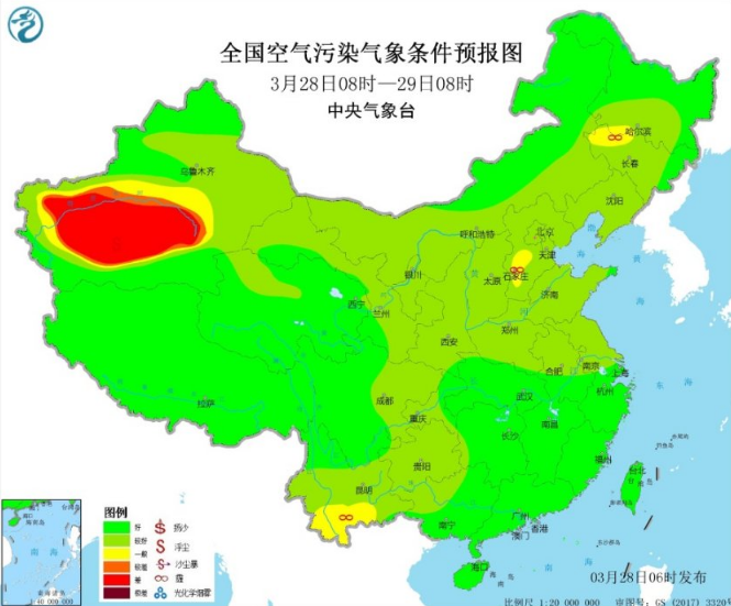 全国雾霾预报：华北中南部明天有轻度霾