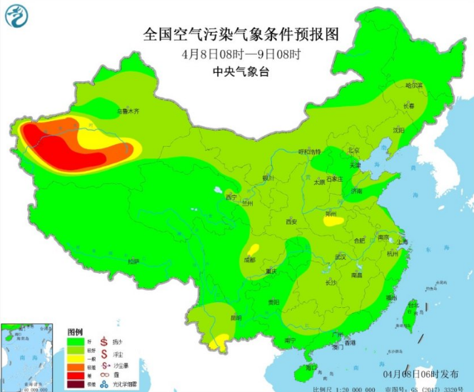 全国雾霾预报：西北将有一次沙尘天气过程