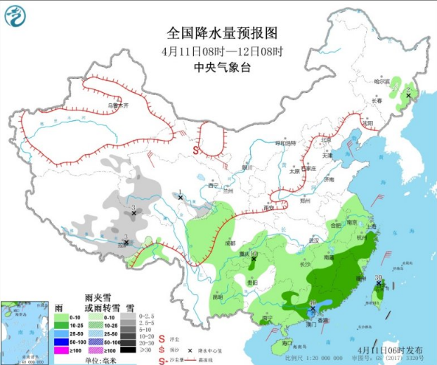 江南华南贵州云南等多地降温4-6℃ 江南华南现中雨