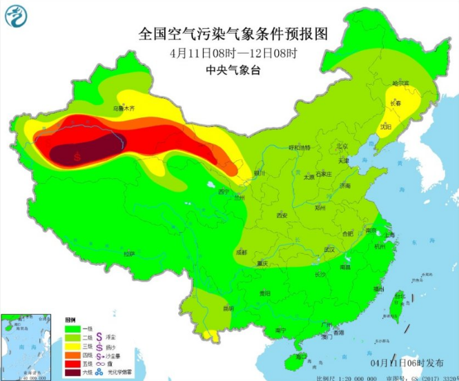 全国雾霾预报：甘肃河西和新疆南疆有扬沙浮尘