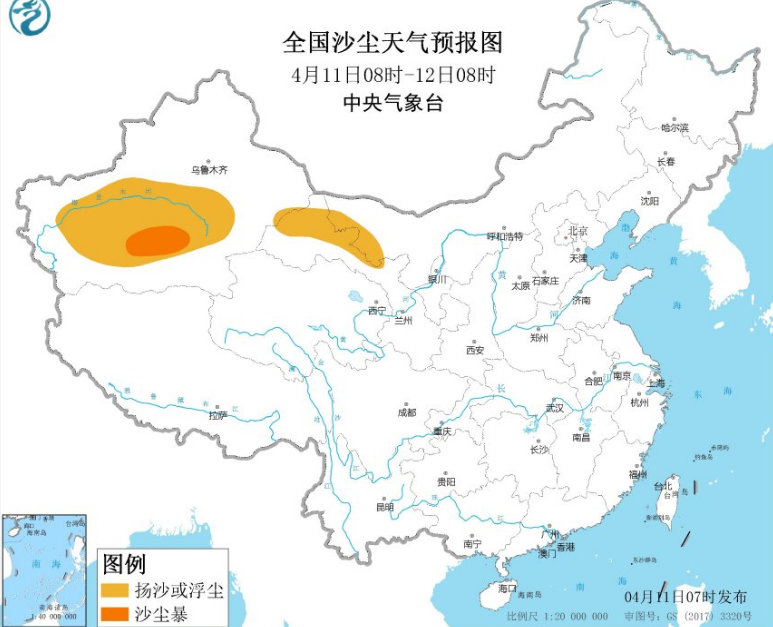 全国雾霾预报：甘肃河西和新疆南疆有扬沙浮尘